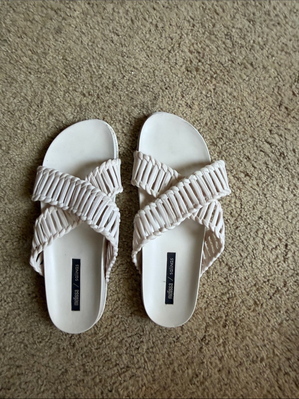 Melissa Cream Braided Cross-Over Slide Sandals